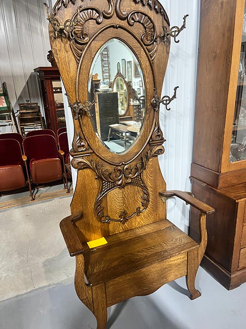 IMG_0931 Victorian Oak Carved Hall Tree - Image 1
